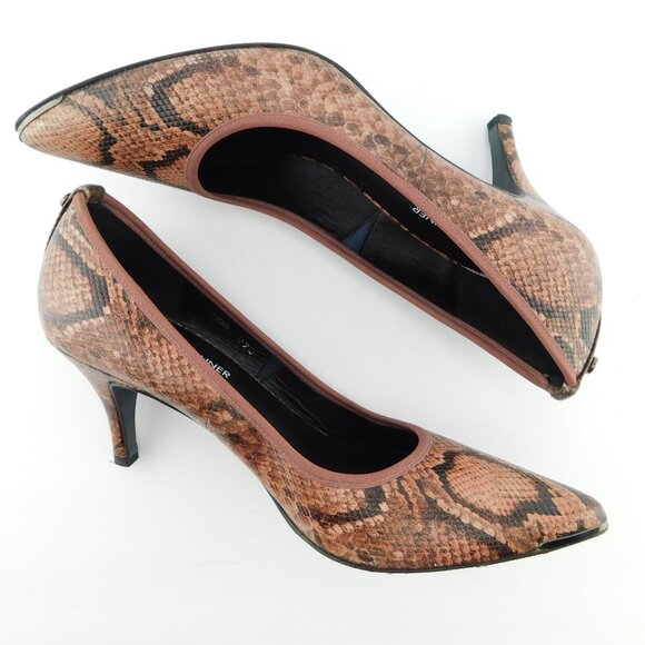 DONALD PLINER Mauve Pink Snake Textured Leather Heel Pumps 9 N - Picture 4 of 7